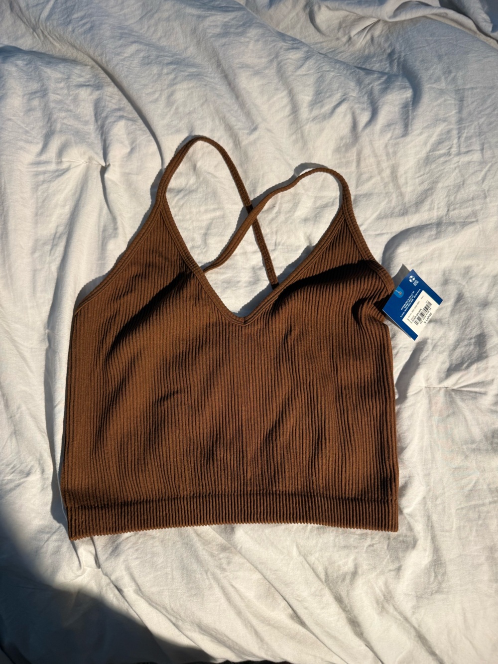 Arizona Jean Company Chocolate Brown Ribbed Cross-Back Camisole